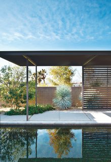 Maintenance-free materials, such as precast concrete pavers for exterior decks and river-rock-covered flat roofs are requisite for desert homes. The severity of the elements challenges the viability of the most long-wearing surfaces.