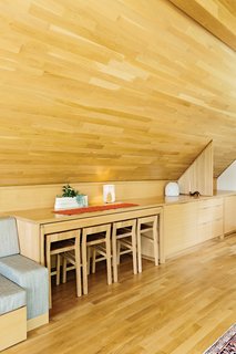 PATH partnered with local woodworkers Benjamin Klebba, of Phloem Studio, and Bren Reis, of Earthbound Industries, to build furniture and cabinetry into the walls.
