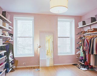Martin's closet (which some would consider to be a perfectly habitable room—or apartment!) offers room for a growing wardrobe.