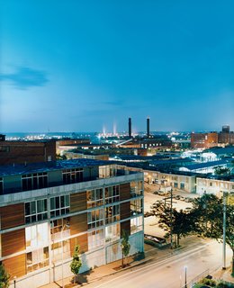 Kansas City, MO - Photo 1 of 8 - From across Delaware Street, the 5 Delaware lofts blend into their downtown surroundings. Just a block away, the stalls of the River Market, which gives the neighborhood its name, are visible in the background.