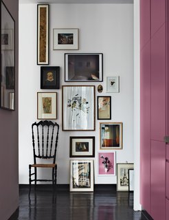 Fehrentz displays his collections of art and objects throughout his apartment. The chair is a vintage Chiavari from the ’60s.