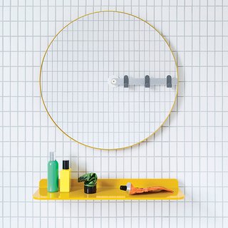 Sabi’s Mirror by MAP is designed for universal use. Installation is a breeze: Punch out the to-scale template from the packaging and hang it with the included adhesive or easy-mount screw.
