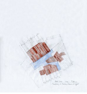 A watercolor by architect Steven Holl was an early step toward translating an obscure musical score by István Anhalt into a new home and gallery in Seoul, South Korea