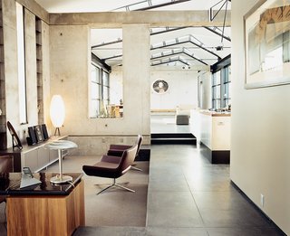 In the office are Metropolitan chairs by Jeffrey Bernett for B&B Italia. Most artwork hung throughout the house comes from Sette’s art gallery.