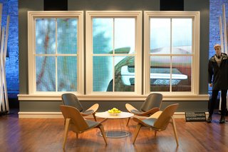 The Pursuit of Authenticity in Scandinavian Design - Photo 1 of 4 - Volvo celebrated design authenticity at Dwell on Design NY. Their area included modern Scandinavian products, as well design classics like the Shell chair by Hans Wegner for Carl Hansen.