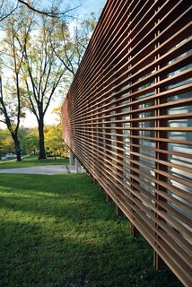 Contemporary Kansas Home with Wood Slatted Exterior Screen - Photo 2 of 2 - Photo by: Dan Rockhill