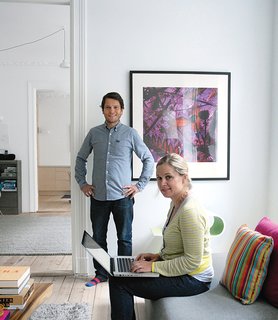 Budget-Friendly Renovation of a Neoclassical Home in Oslo - Photo 8 of 11 - Casper and Lexie Mork-Ulnes in their newly renovated home.