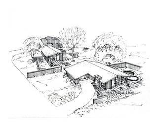 Exhibit Celebrates Pioneers of St. Louis Suburban Modernism - Photo 4 of 9 - Another sketch by Ralph Fournier for the Ridgewood neighbofhood. Image courtesy of Maryville University.