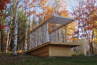 The Birch Pavilion sits atop a 14-by-26-foot platform composed of hemlock and pressure-treated timbers. Photo courtesy of Moskow Linn Architects.