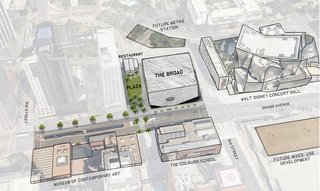 The Broad Museum in Los Angeles Reveals Plaza Plans - Photo 4 of 4 - This birds-eye plan shows the plaza and the museum in their context. Image courtesy of Diller Scofidio + Renfro.