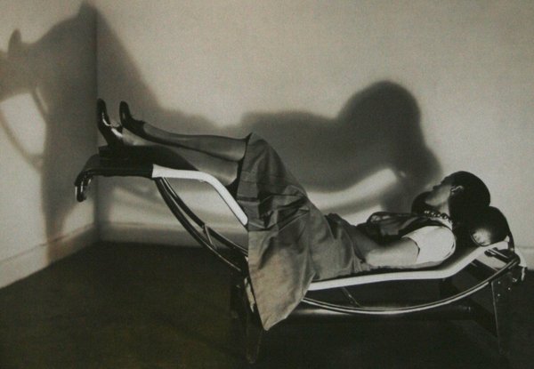 Chaise Lounge (1928)Perriand’s first landmark collaboration with Corbusier and Pierre Jeanneret, this triptych of chromium-plated steel chairs, presented a Modernist view of living. Each was crafted with a specific function. The B301 sling back chair was for conversation, the LC2 Grand Confort was for relaxation, and the B306 chaise lounge was meant for sleeping. Above, Perriand, sporting a Josephine Baker hairstyle, poses with the lounge. She’d later re-interpret this signature work with bamboo. Photo via designmuseum.org.