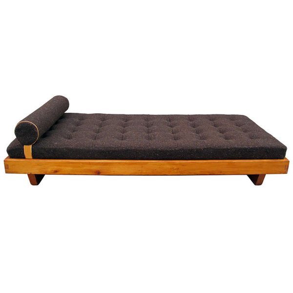 Meribel Ski Resort (1950)Perriand’s time in Japan during WWII—she was brought in to advise on industrial art production and spent considerable time with designer Sori Yanagi—had a lasting impact on her work, leading the doyenne of Modernism to focus more on wooden furniture and sliding screens to divide space. This Larch Daybed is a prime example. Photo via 1stdibs.com.