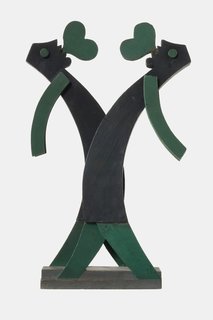 Fortunato Depero's Heart Eaters (Mangiatori di cuori), 1923.Painted wood, 36.5 x 23 x 10 cm Private collection © 2014 Artists Rights Society (ARS), New York / SIAE, Rome Photo: Vittorio Calore