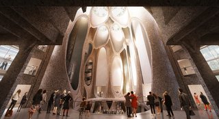 Heatherwick Studio at Design Indaba - Photo 2 of 9 - Knocking the Grain Silo down and starting over again was an option, but not a terribly appealing one to Heatherwick given the building’s idiosyncratic eight-story concrete tubes and its obvious rawness. "What are you going to make that’s more interesting?" he says.<br><br>By cutting the square and round tubes at angles—as well as the interesting bits in between—a central space will be carved out, and flooded with light from curved glass, to stay "true to the structure but fresh to the eye."<br><br>Photo courtesy: Heatherwick Studio