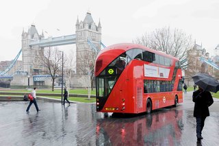 Heatherwick Studio at Design Indaba - Photo 8 of 9 - London’s New BusThere’s arguably no better view of London than the one from the front of one of its double-decker buses. Heatherwick took on a redesign of London’s iconic transportation by looking at them as "two-story buildings on wheels," as evidenced by the curved glass that follows the movement of people. He wanted passengers to "feel the theater, the splendor of moving around one of the incredible cities of the world," and so attended to details like reinventing bench seats and giving a little more love to the staircase, while also striving to reduce energy costs by 40 percent. Some 200 new buses are already on the streets.<br><br>Photo by: Iwan Baan