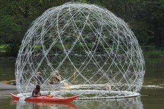 SLO Architecture's Dwell Vision Award–Winning Design - Photo 2 of 5 - The firm and its team of volunteers fabricated the Buckminster Fuller–esque dome out of 450 recycled umbrellas.