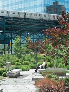 Ruddick’s design for Queens Plaza in New York helped transform a neglected space into an easily navigable gathering spot. The concrete bases beneath the benches appear to "pop up" from the ground, Ruddick says. "It required a lot of design to make everything integrate."