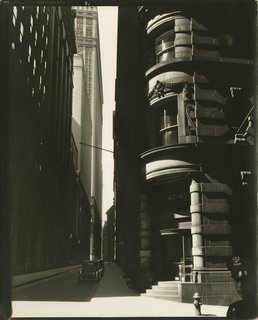 Street Photography of New York and Paris's Ghostly Past - Photo 2 of 10 - Berenice Abbott. Cedar Street from William Street, Manhattan, March 26, 1936. Gelatin silver print; printed c.1936