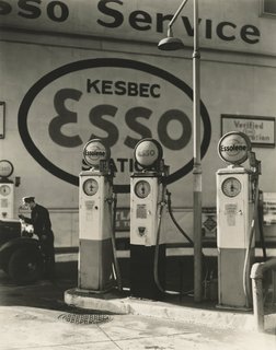 Street Photography of New York and Paris's Ghostly Past - Photo 5 of 10 - Berenice Abbott. Esso Gasoline Station, 10th Avenue and 29th Street, New York, December 23, 1935. Gelatin silver print; printed c.1935.