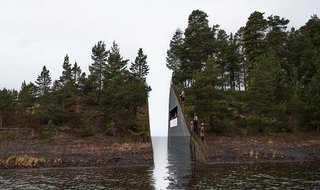 10 Inspiring Modern Memorials - Photo 1 of 10 - 1. July 22 Memorial (Hole and Oslo, Norway): Designed by Jonas Dahlberg<br><br>Visitors to Hole will walk across a forested peninsula before encountering Dahlberg’s design; the names of the victims will be etched in stone across from the viewing area, out of reach. Photo courtesy of Jonas Dahlberg Studio and KORO/ Public Art Norway.