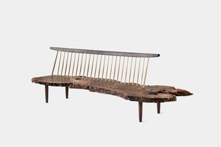 Conoid Bench<br><br>An intricate example of Nakashima placing minimal adornments on the wood, merely capturing it, preserving it and giving it a second life. Photo courtesy George Nakashima Woodworker, S.A.