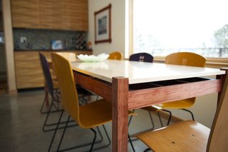 Mountaintop Modern - Photo 8 of 8 - Barry also built the dining table, which seats eight. The top was made from figured maple; the legs are bubinga. Photo by Barry B. Doyle.
