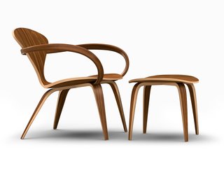 A Cherner Chair Retrospective - Photo 11 of 23 - The side view of the Cherner Lounge Arm Chair and Ottoman showcases the sinuous curvature of the molded plywood. This design recalls the look of the original chair designed by Norman Cherner in 1958.