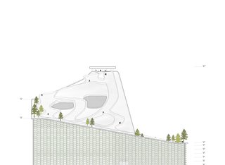 The plant will have a total of more than 1,600 feet of ski runs. The roof was designed to support three ski slopes in different gradients—a feature that will let the plant accommodate skiers of varying degrees of ability. Image courtesy of the Bjarke Ingels Group.