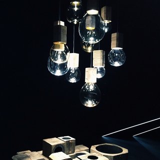 Milan Design Week: Day One - Photo 6 of 11 - At Lasvit's Salone exhibition: the LED-illuminated Moulds pendant lights by Jan Plecháč and Henry Wielgus capture the moment when molten glass emerges from its mold.