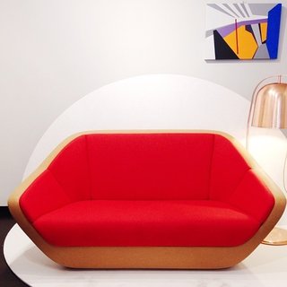 Milan Design Week: Day Two - Photo 12 of 14 - The frame of the Corques sofa by the designer Lucie Koldova for Per / Use is made from cork, and upholstered with Kvadrat fabric.