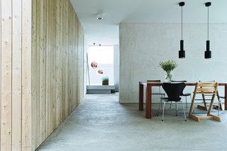 Idée ConcrèteTo get a concrete look for the floors throughout the house, the team first considered Pandomo flooring, a slick treat-ment that would be even more expensive than a standard finish. Instead, says Winterhalder, they experimented with raw materials. "I’d call the suppliers and say, ‘Do you have something grayer?’ They thought I was crazy." In the end, instead of a concrete look, the couple went with actual concrete—at a fifth of the price. pandomo.de