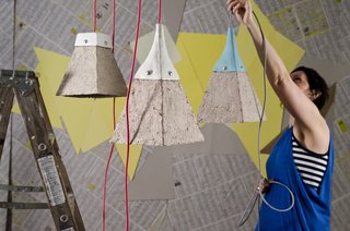 Jasna Sokolovic and Pulplites Lamps<br><br>A play in texture and contrast, the Pulplites lamps contain a mixture of cardboard, and in some cases, even old letters and egg cartons, with a fabric cord and ceramic cap made from scratch.<br><br>Photo courtesy of Dear Human.