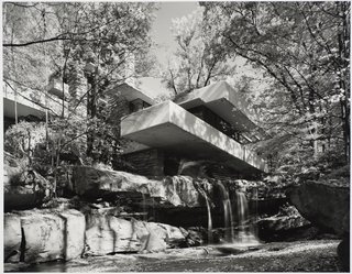 Fallingwater, Mill Run, Pennsylvania, designed by Frank Lloyd Wright, 1963. Gelatin silver print. Carnegie Museum of Art, Purchase: gift of the Drue Heinz Trust. Image courtesy of the Carnegie Museum of Art, copyright Ezra Stoller/Esto, Yossi Milo Gallery.