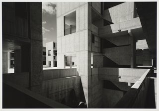 Salk Institute for Biological Studies, designed by Louis I. Kahn, photographed in 1977. Gelatin silver print. Carnegie Museum of Art, Purchase: gift of the Drue Heinz Trust. Image courtesy of the Carnegie Museum of Art, copyright Ezra Stoller/Esto, Yossi Milo Gallery.