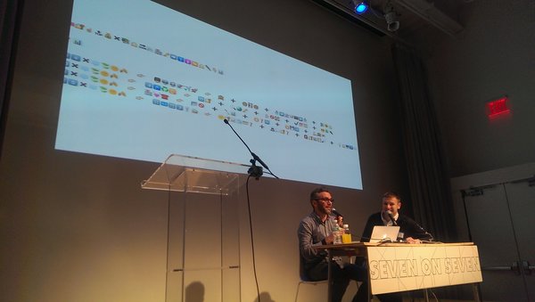 New York Times tech writer Nick Bilton and artist Simon Denny took a light-hearted approach to Big Data, creating DrawTheNewsFor.Me, a website that allows you to source out individuals via TaskRabbit and hire them to translate today's headlines into drawings. Responses ranged from pie charts, to napkin sketches, to this emojicon translation. Photo courtesy Rhizome.