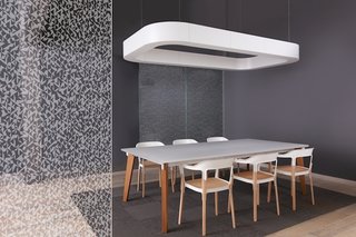 Pattern+ Glass Customization System by 3Form<br><br>Boasting a bright array of colorways and shapes, the 3Form Pattern+ system throws another brick through the wall of boring space dividers. Customizable colors and patterns can be picked out online, and some of the more striking options, such as gradient shading or patterns like kite (above), give this more than merely commercial applications. All are available in Varia Ecoresin and Infinite Glass. Another 3Form line, Full Circle, incorporates designs produced by artisans in Senegal and Nepal.<br><br>Photo by 3Form