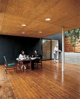 An outdoor room works perfectly for family meals.