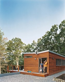The residents worked with architecture firm Resolution: 4 Architecture on the specs for their prefab cabin, and then commissioned Simplex to assemble it on their factory floor and drive it out to their remote West Virginia location.
