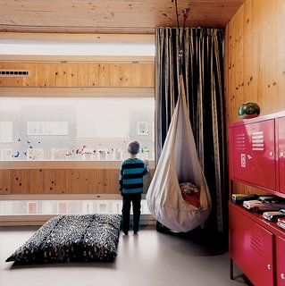 Finn's street-facing room at the front of the house is enlivened by varying window sizes.