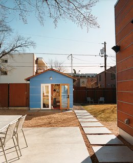 Kahn's painting studio is attached to the original garage.
