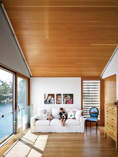Becca was uneasy about a network of slats over the windows in the living room, but she came to love the mediated views they provide.