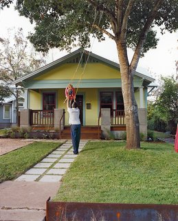 Blake Trabulsi dressed up the front yard by adding bright colors to the 1930s facade.