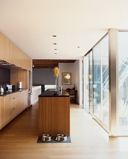 Light Box - Photo 2 of 7 - The kitchen, with Richlite counters and upper cabinets that reach to the ceiling, leads to a small dining area illuminated by a Plexiglas "Agave" lamp.