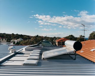 Household water is heated by a rooftop solar system.