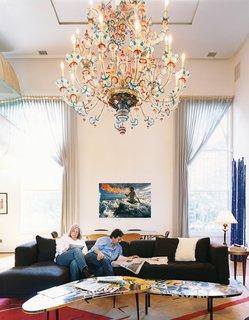The Jan Larsen Gallery in Brooklyn’s DUMBO neighborhood is a favorite haunt for Bonnie and Santiago. That’s where they found the Montauk photograph ("It’s exciting," Santiago says, "a frozen moment in time") and coffee table composed of traffic signs.