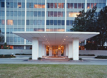 The exterior of Hill's Houston building, constructed in the 1960s.