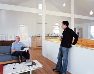 Four Houses and a Future - Photo 11 of 11 - Schenk and Kaewlai on the second floor of Large, where Schenk eliminated the attic and several walls to create a more fluid and open space.
