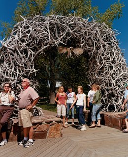 Locals crowd around Jackson's iconic town common.