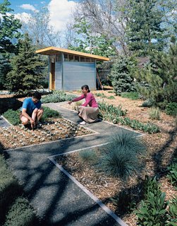 Roadside Attraction - Photo 2 of 3 - LeMae and Vigil extended their environmentalist leanings outdoors. "In landscaping, we thought a lot about low-water and native plants," LeMae explains. "The lawn we selected needs 50 percent less water than a normal Kentucky bluegrass lawn."