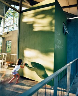 Jimena makes use of a giant chalkboard just outside.